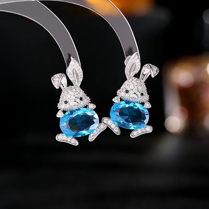 Bilincolor Zircon Chinese Year of Rabbit Refined  Earrings for Women