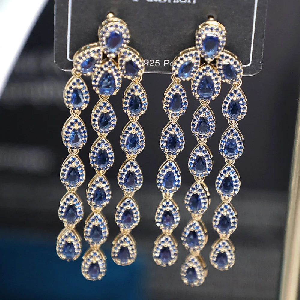 Bilincolor Micro Inlaid Zircon Chinese Style Auspicious Cloud 3D Pavilion Earrings for Women