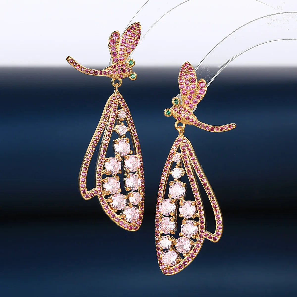 Luxury and Fashionable  Zircon Dragonfly  Shaped Earrings For Women or Girls'  Christmas Gift