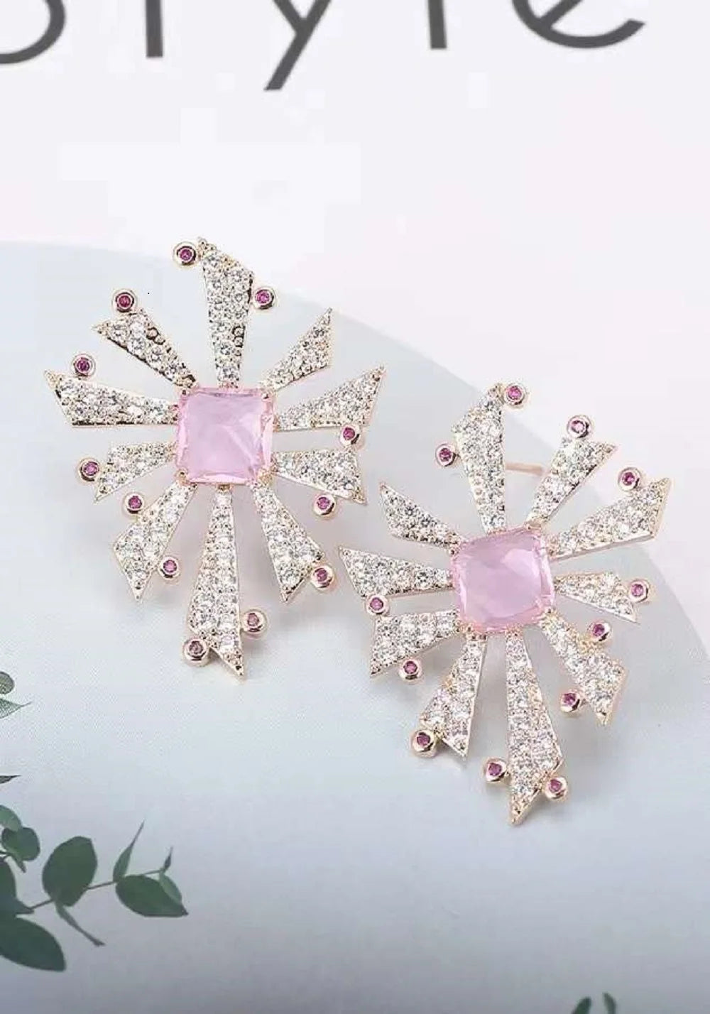 Bilincolor Light Luxury Micro Set Zircon Fireworks Earrings  for Women