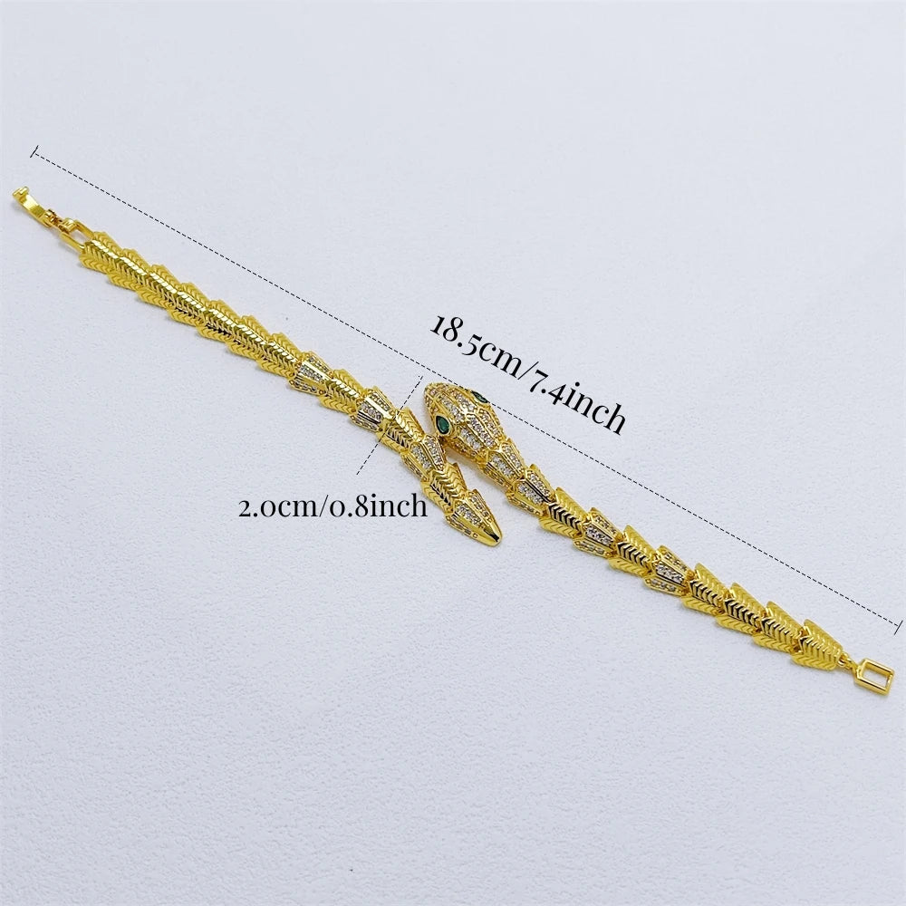 Women's Hand Bracelets Stainless Steel Gold Color Snake Bangle with Zirconia Luxury High Quality Jewelry Accessories Gifts