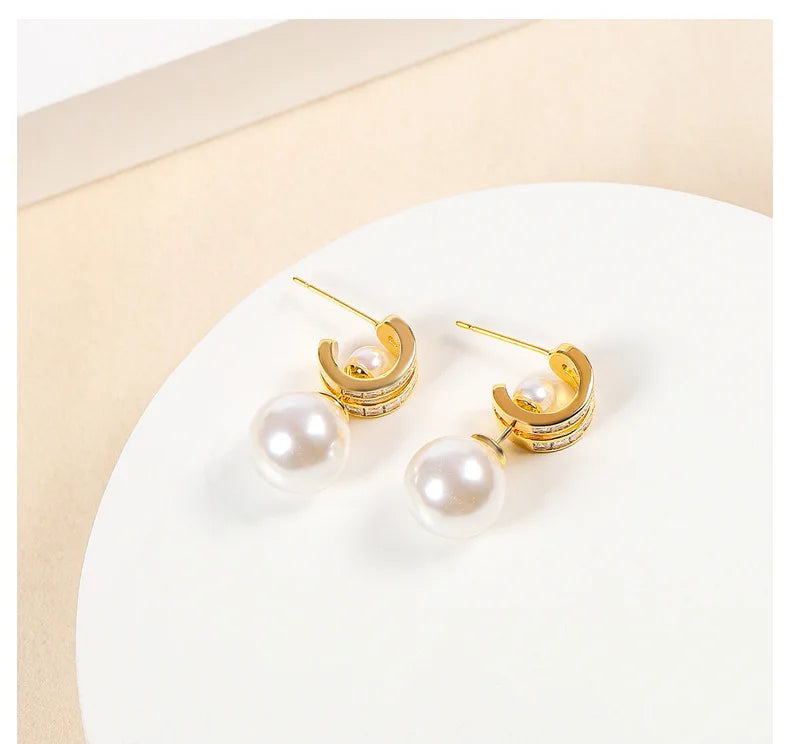 Bilincolor Korean Luxury Pearl Earrings For Women