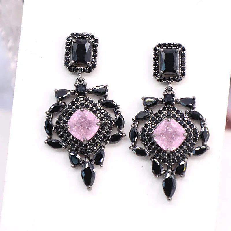 Bilincolor Micro Inlaid Zircon Retro Square Earrings For Women