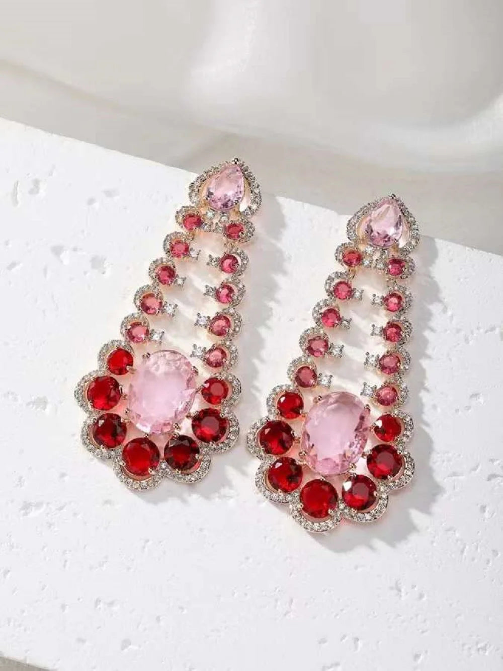 Bilincolor New Light Luxury Heavy Industry Gorgeous Colored Zirconia Earrings for Women