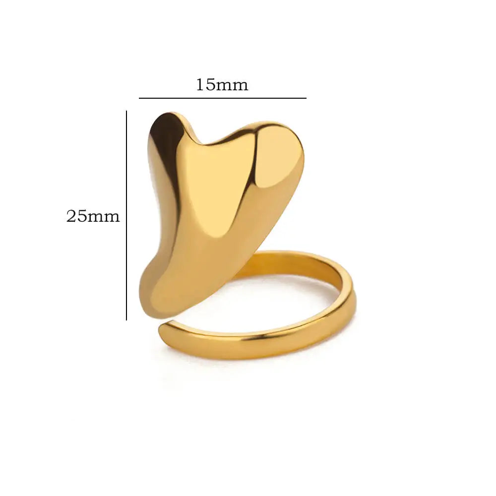 Open Heart Rings for Women Waterproof Premium Stainless Steel Ring Classic Glossy Aesthetic Jewelry Finger Accessories anillos