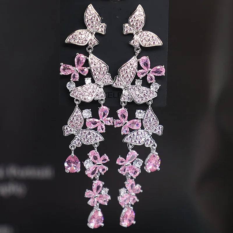 أقراط Bilincolor Black Card Heavy Industry Micro Inclusive Zercon Butterfly Earring للهدايا