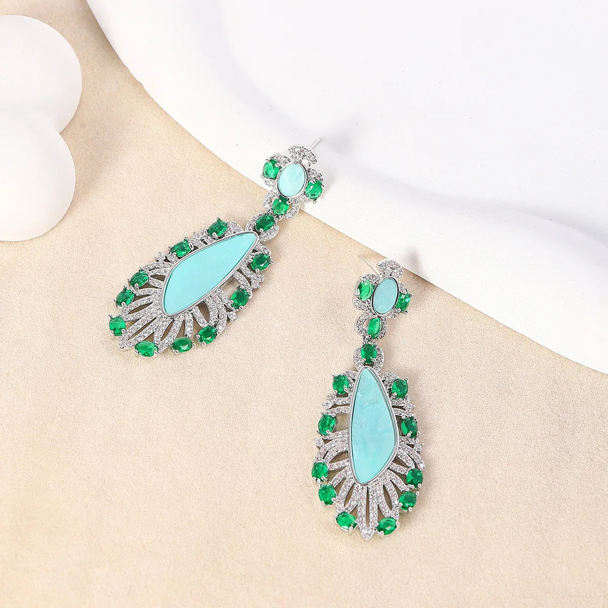 Bilincolor Irregular Design Micro Inlaid Zircon Earrings For Women