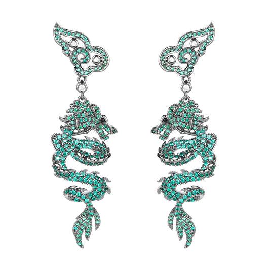 2024 Light Luxury Dragon Pattern Zircon Earrings  for  Party