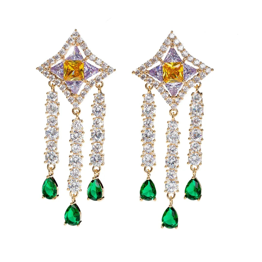 Bilincolor Star Zircon Tassel Earrings for Women