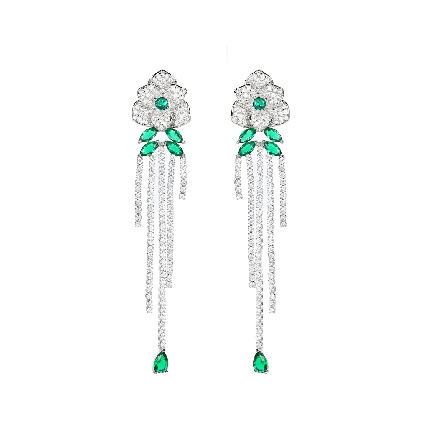 2022 Zircon  Flower Tassel Earrings  for Wedding or Party