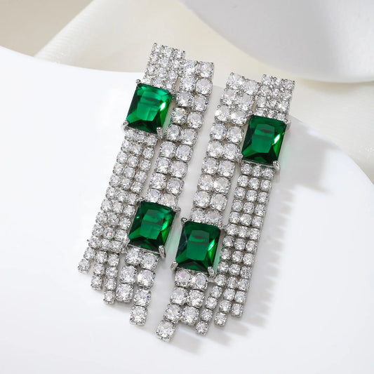 Bilincolor  Fashionable Square Colored Zircon Earrings for Women