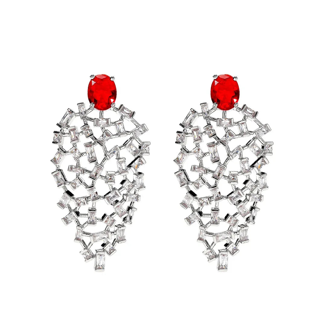 Bilincolor Designer's New Light Luxury Hollow Zircon Leaf Earrings for Women