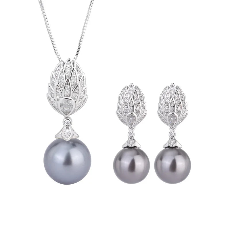 Bilincolor Fritillaria Pearl Korean Fashion Simple Grey  Jewelry  for Wedding or Party