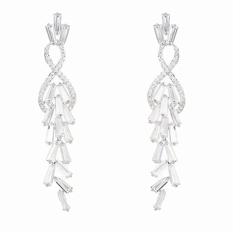 Luxury Zircon Long Earrings For Women or Girls  Chrismas' Gift