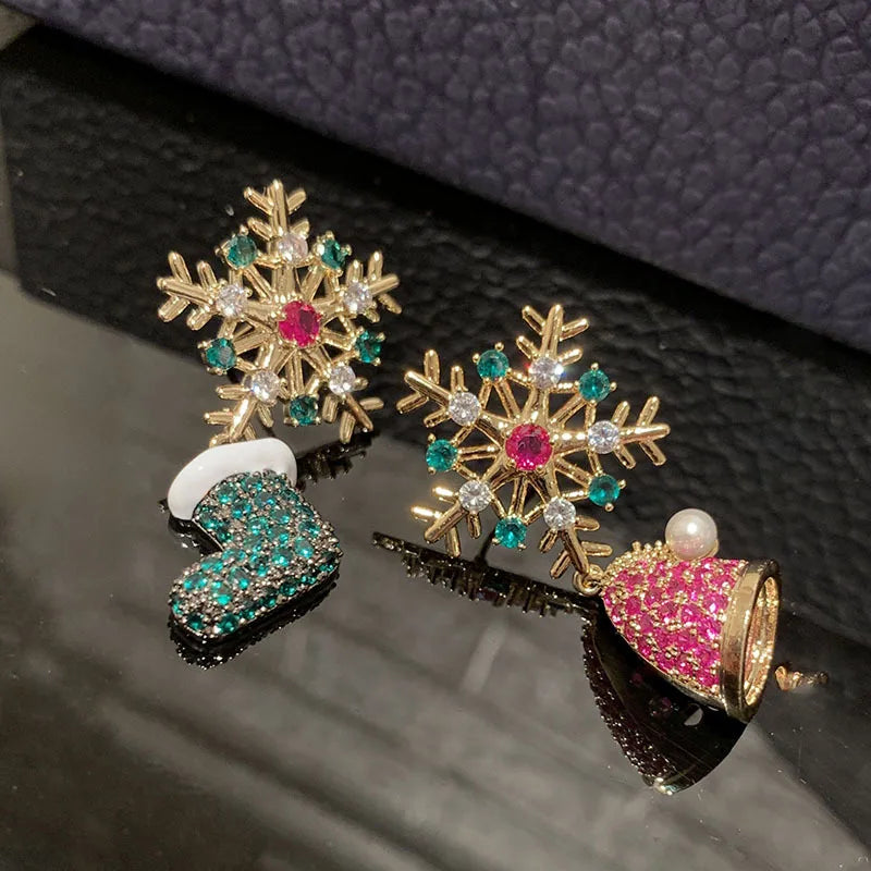 Bilincolor Luxury  Christmas Snowflake Earrings for Wedding or Party