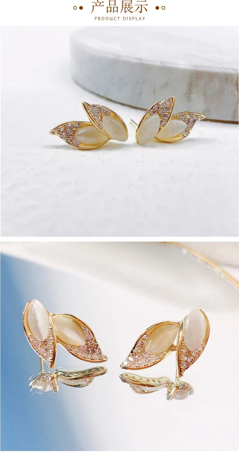 Bilincolor Elegant  Small Leaf Earrings For Women