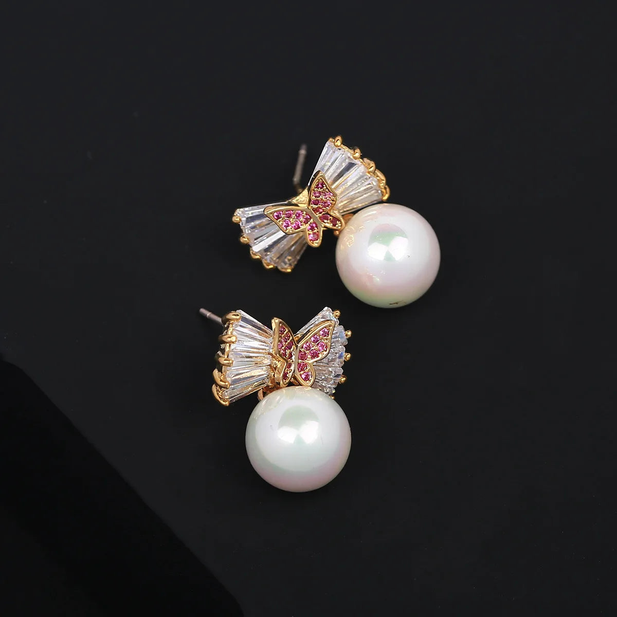 Luxury Anti Allergy Pearl Zircon Earrings  For Women or Girls  Chrismas' Gift