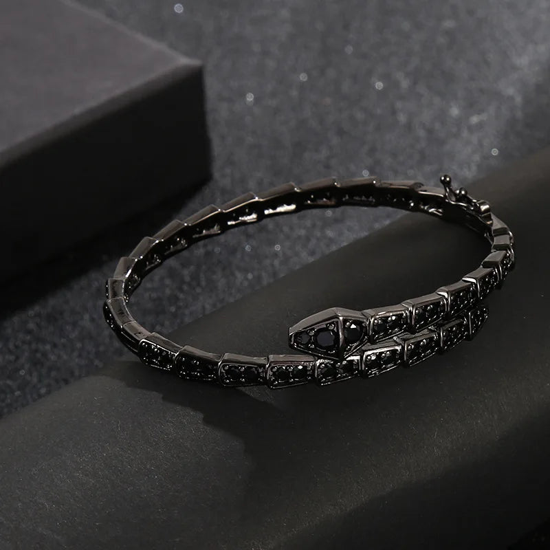 Bilincolor Charming Zircon Snake Cuff Bracelet for Gift