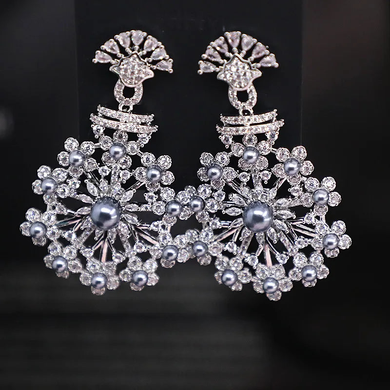 Bilincolor Micro Set Zircon Flower Earrings For Women