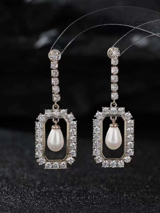 Bilincolor Light Luxury and Elegant Water Drop Pearl Earrings for Women