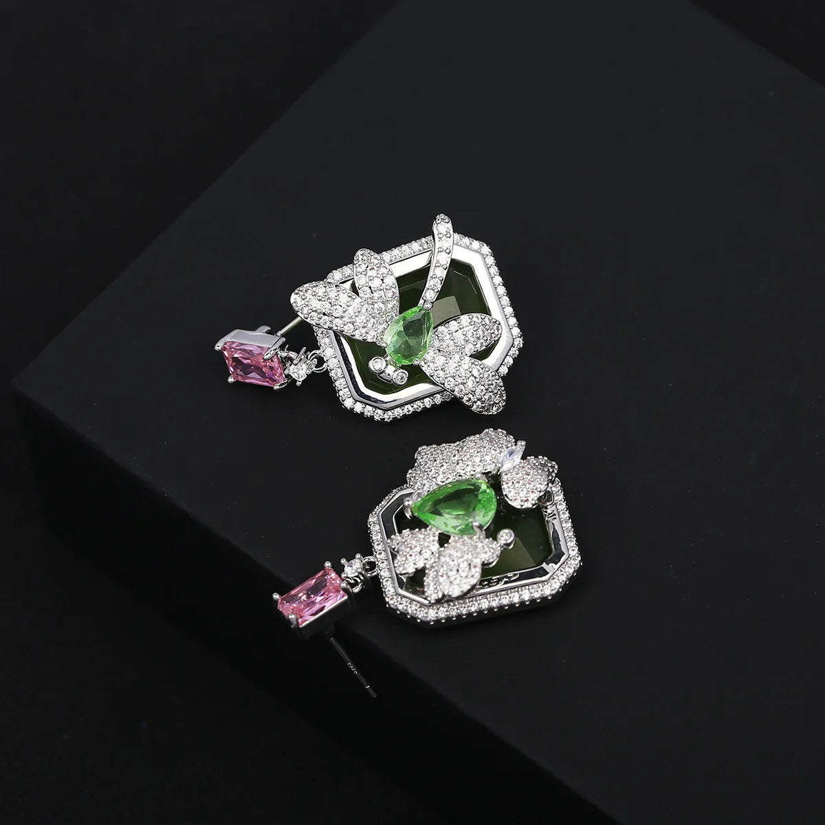 Bilincolor Luxury Zircon Butterfly Dragonfly Earrings for Wedding or Party