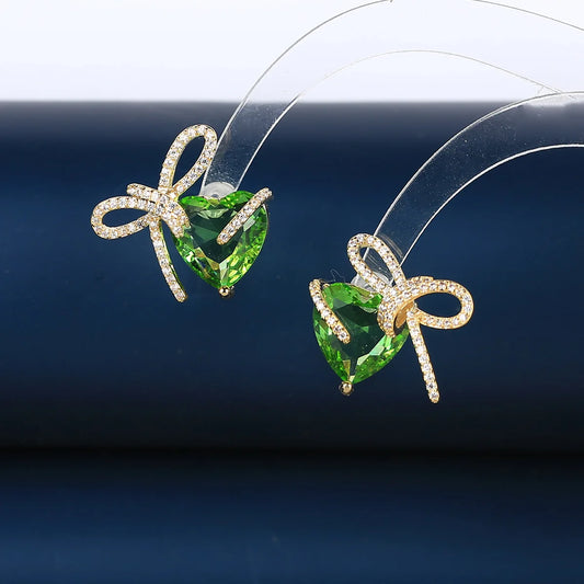 Bilincolor New Bow Shaped Light Colored Zircon Earrings  for   Wedding  or  Party