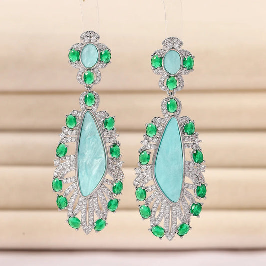 Bilincolor Irregular Design Micro Inlaid Zircon Earrings For Women