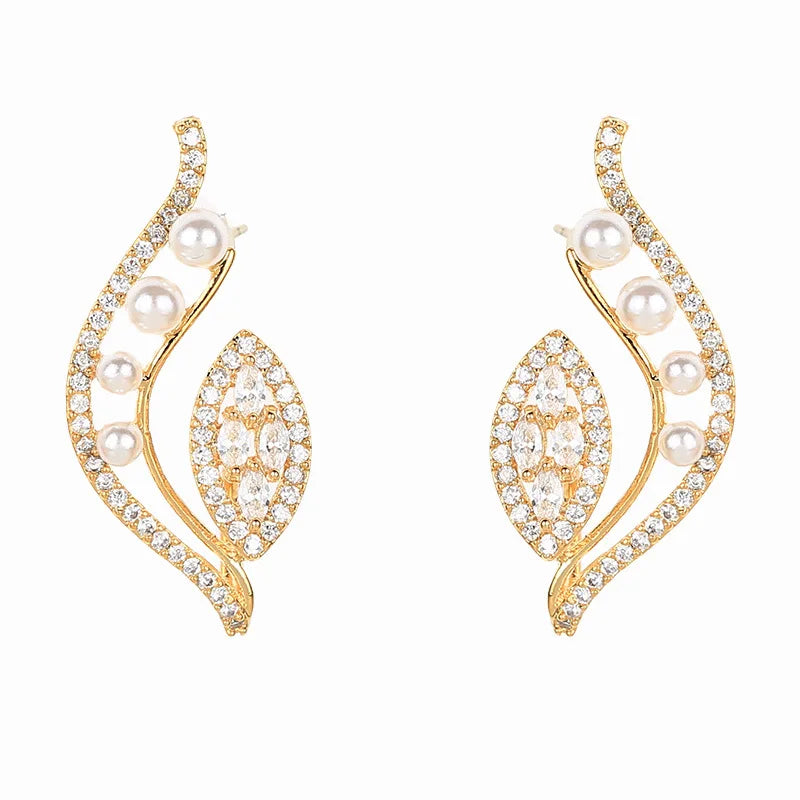 Luxury Zircon Pearl Earrings For Women or Girls  Chrismas' Gift