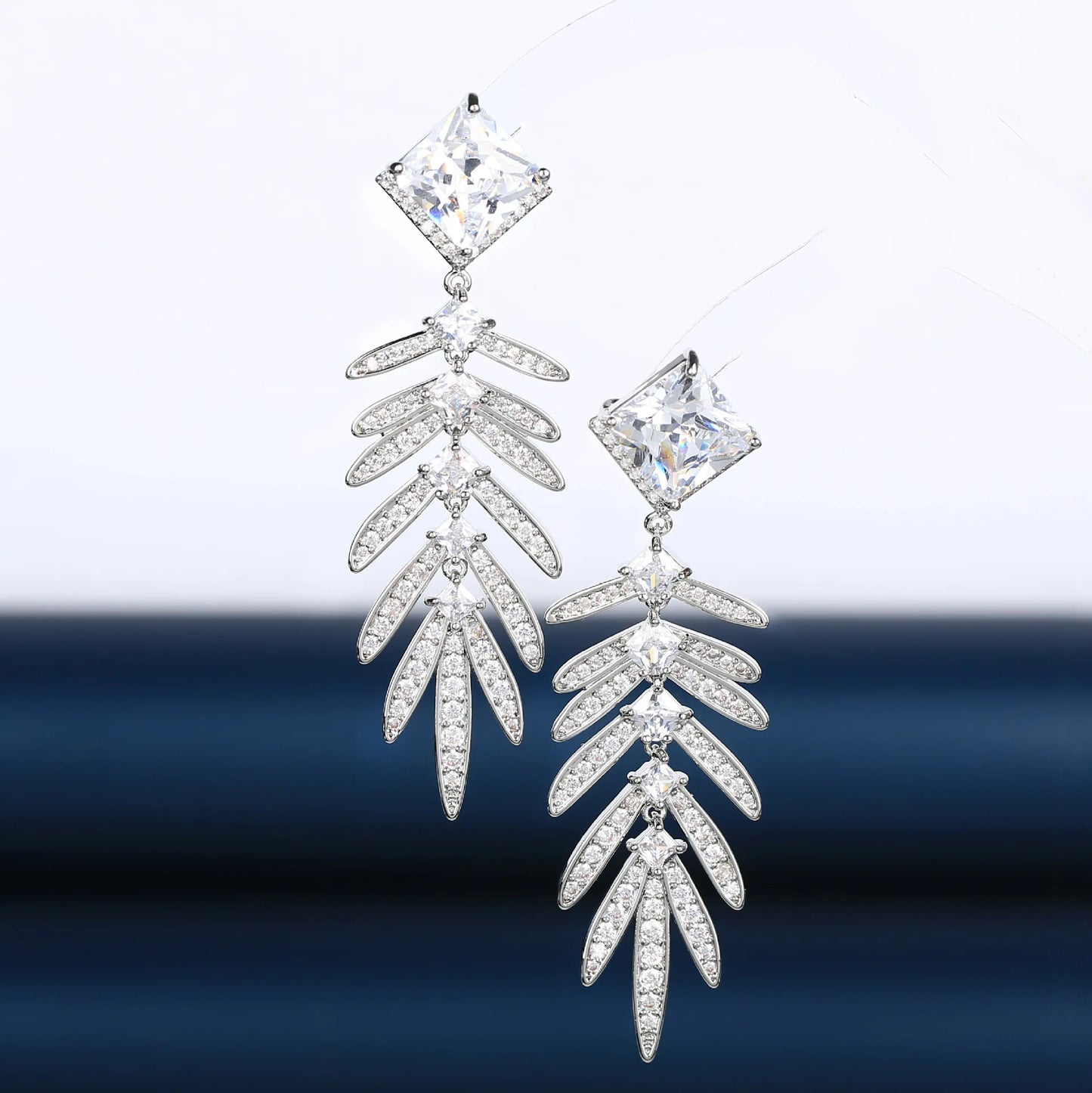 Bilincolor Light Luxury Maple Leaf Zircon Elegant Earrings for  Wedding or  Party