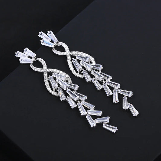 Luxury Zircon Long Earrings For Women or Girls  Chrismas' Gift