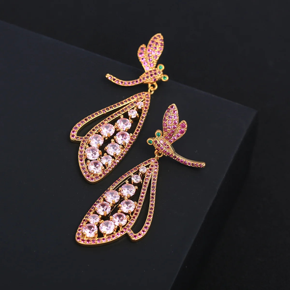 Luxury and Fashionable  Zircon Dragonfly  Shaped Earrings For Women or Girls'  Christmas Gift