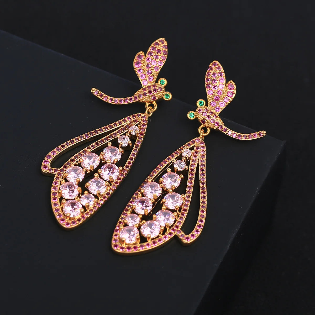 Luxury and Fashionable  Zircon Dragonfly  Shaped Earrings For Women or Girls'  Christmas Gift