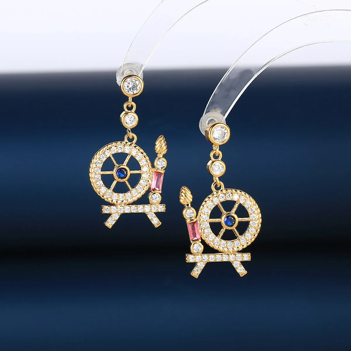 Zircon Women's Spinning Wheel Earrings  For Women or Girls  Chrismas' Gift