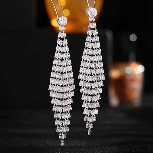 Bilincolor Light Luxury New Zircon Fringe  for Wedding or Party