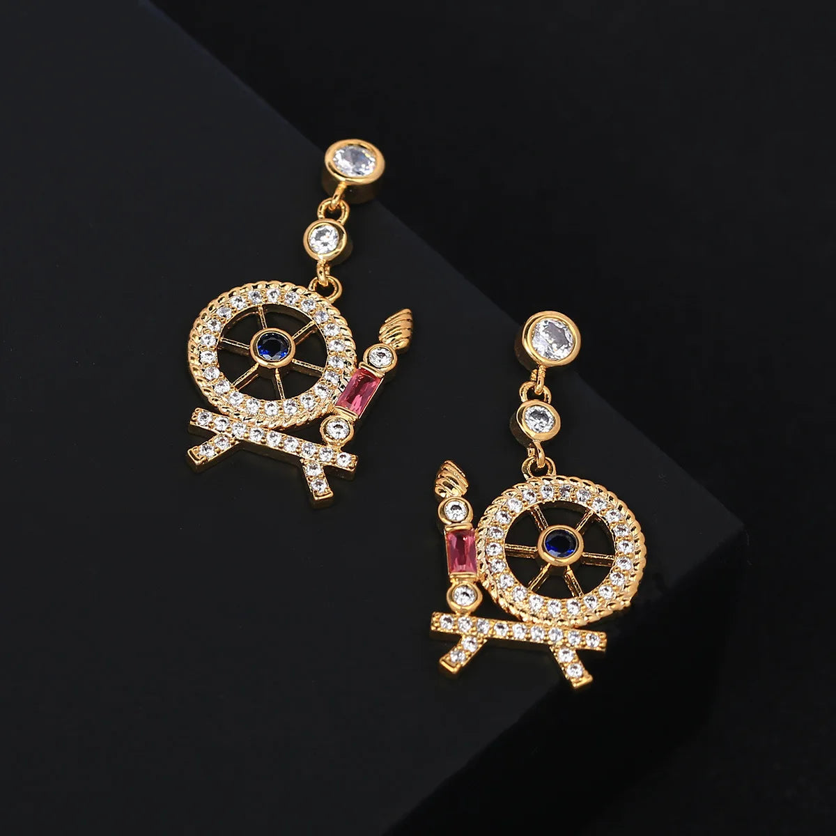 Zircon Women's Spinning Wheel Earrings  For Women or Girls  Chrismas' Gift