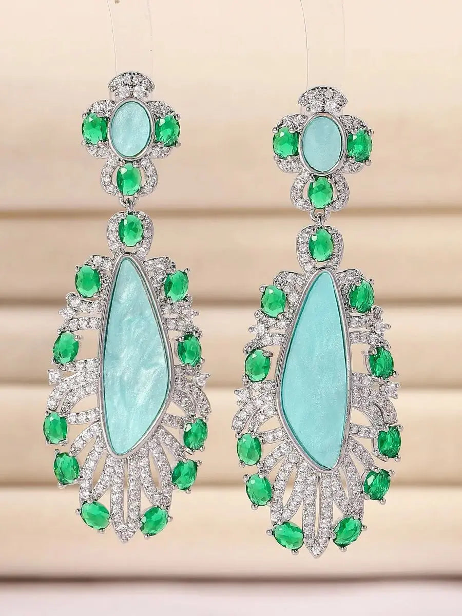 Bilincolor Irregular Design Micro Inlaid Zircon Earrings For Women