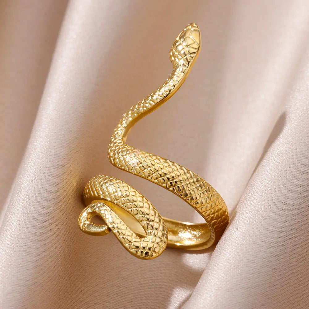 Snake Rings for Women Men Stainless Steel Ring Gothic Gold Color Couple hombres Aesthetic Jewelry Christmas Gift anillos mujer