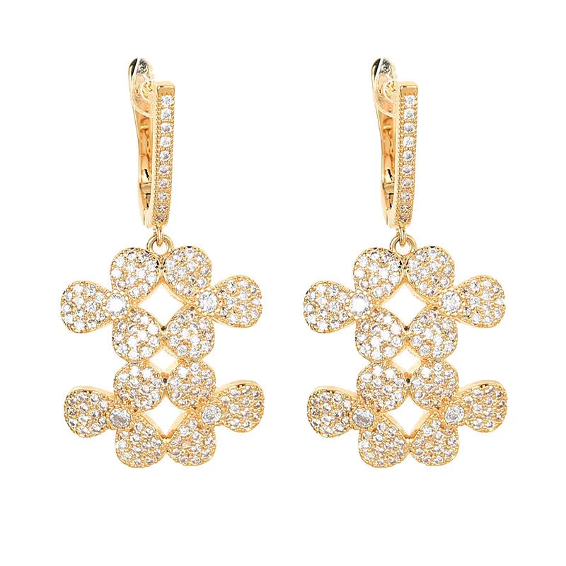 Luxury and Fashionable  Zircon Flower Earrings For Women or Girls' Gift