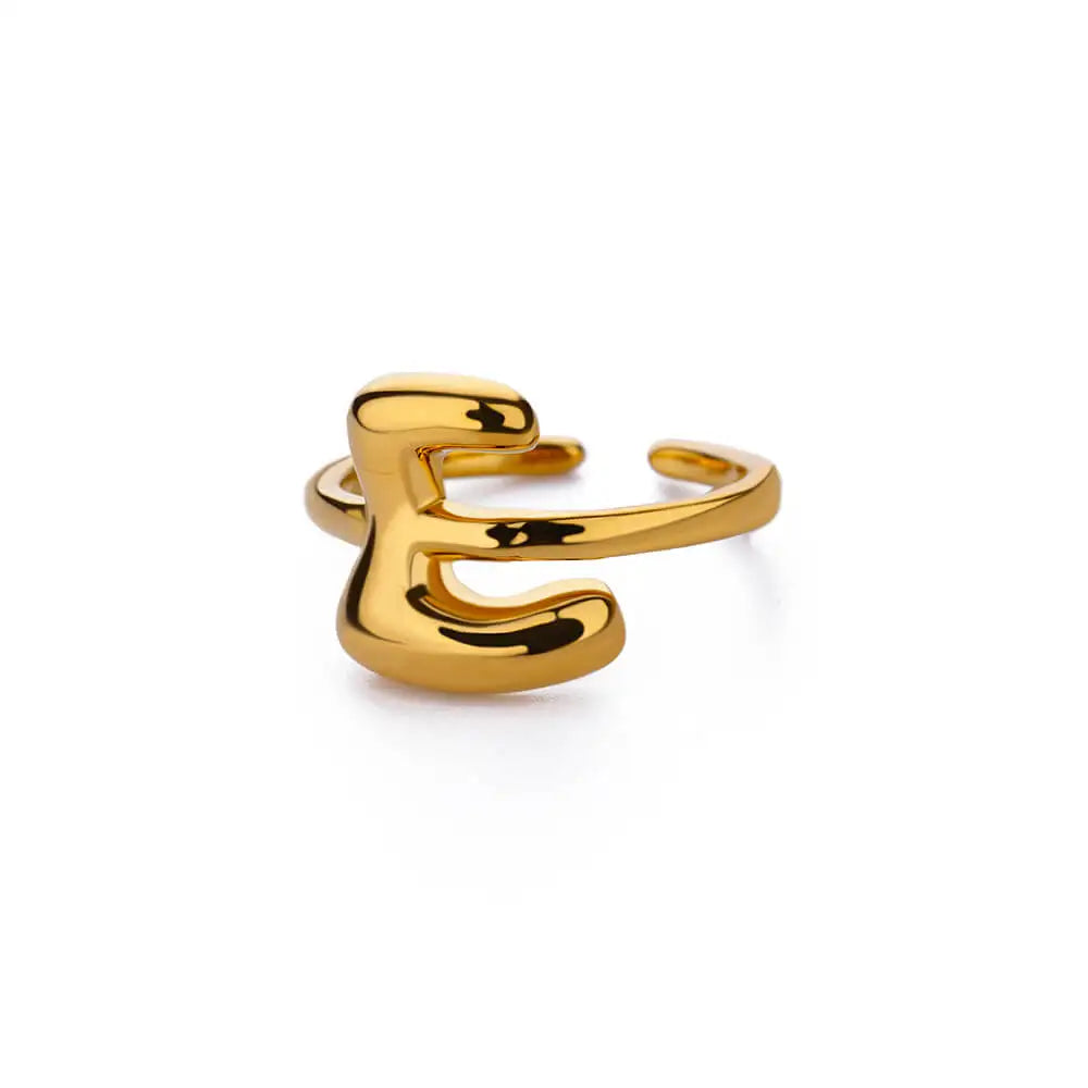 Chunky Initial Letter Rings for Women Gold Color Stainless Steel Ring Classic Alphabet Jewelry Finger Accessories anillos mujer