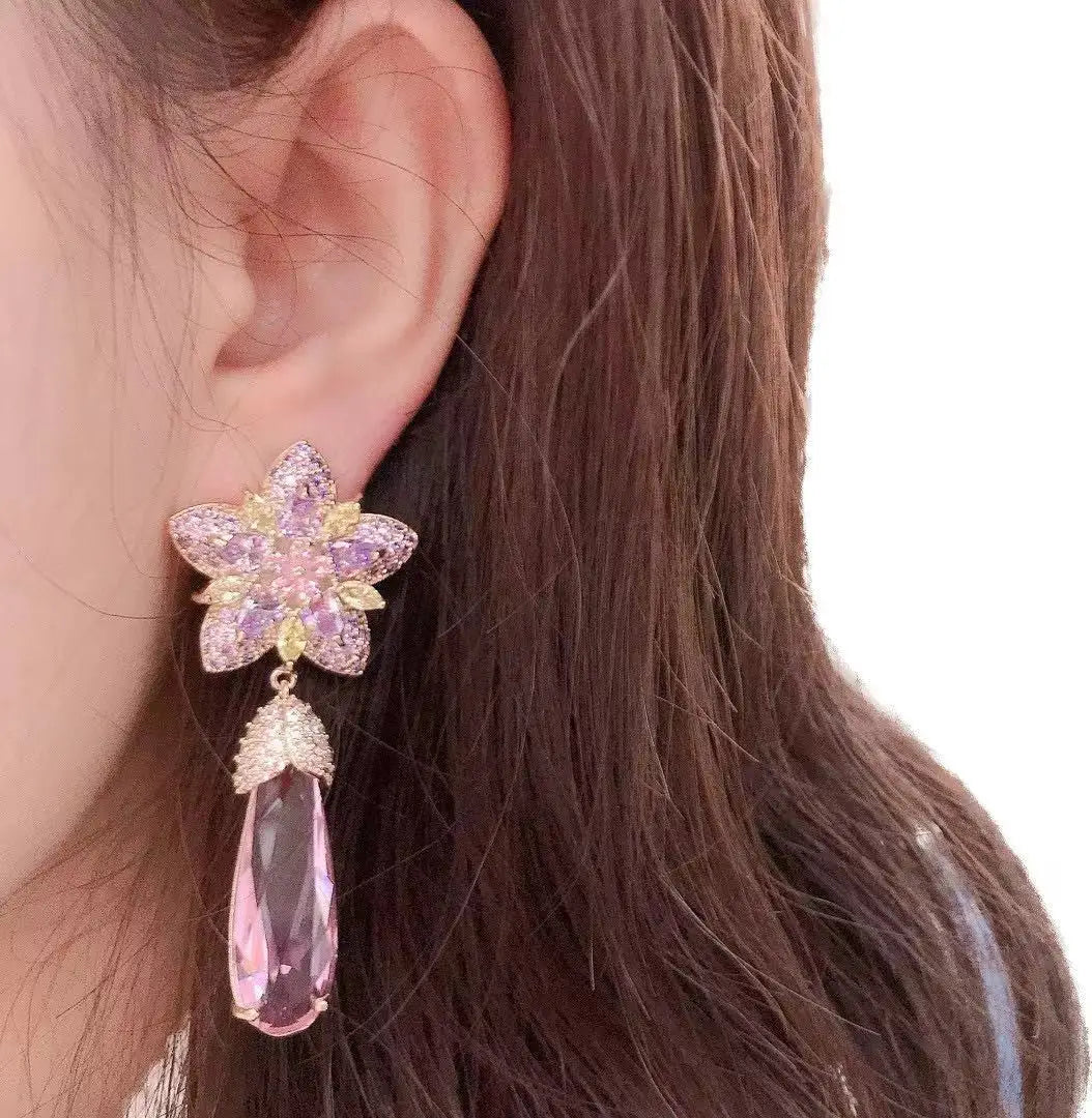 Bilincolor Fashion Three-Dimensional Flower Drop Earrings For Gift or  Party