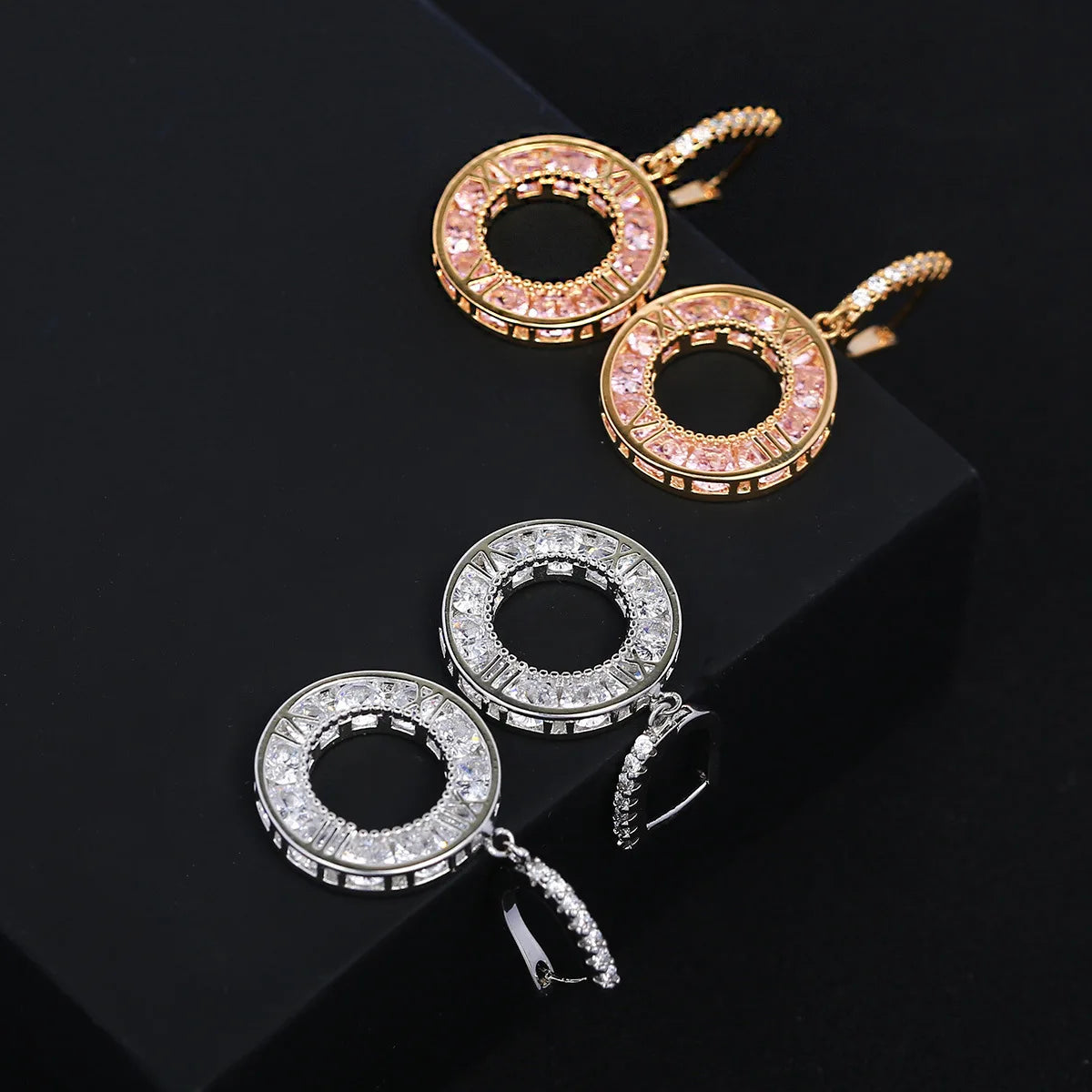 Bilincolor Light Luxurious and Personalized Circle Antique Earrings  For Women or Girls'  Christmas Gift