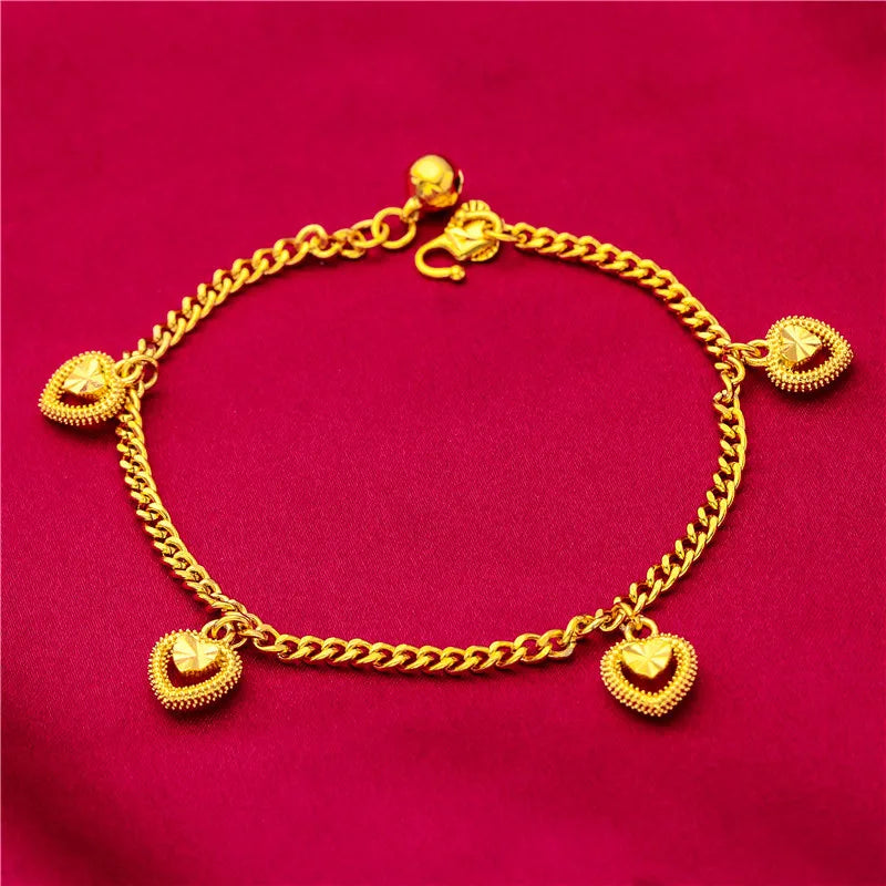 Yellow Gold Color Charm Bracelets For Women Multi Hearts Keys Stars Chain Bracelet Wristband Pulsera Femme Trendy Jewelry Gifts