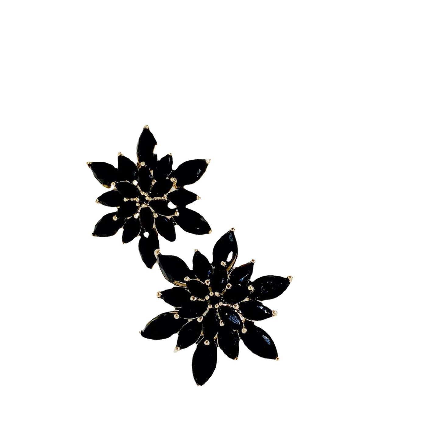 Bilincolor Luxury Black Zircon Snowflake Earrings For Gift  or Party