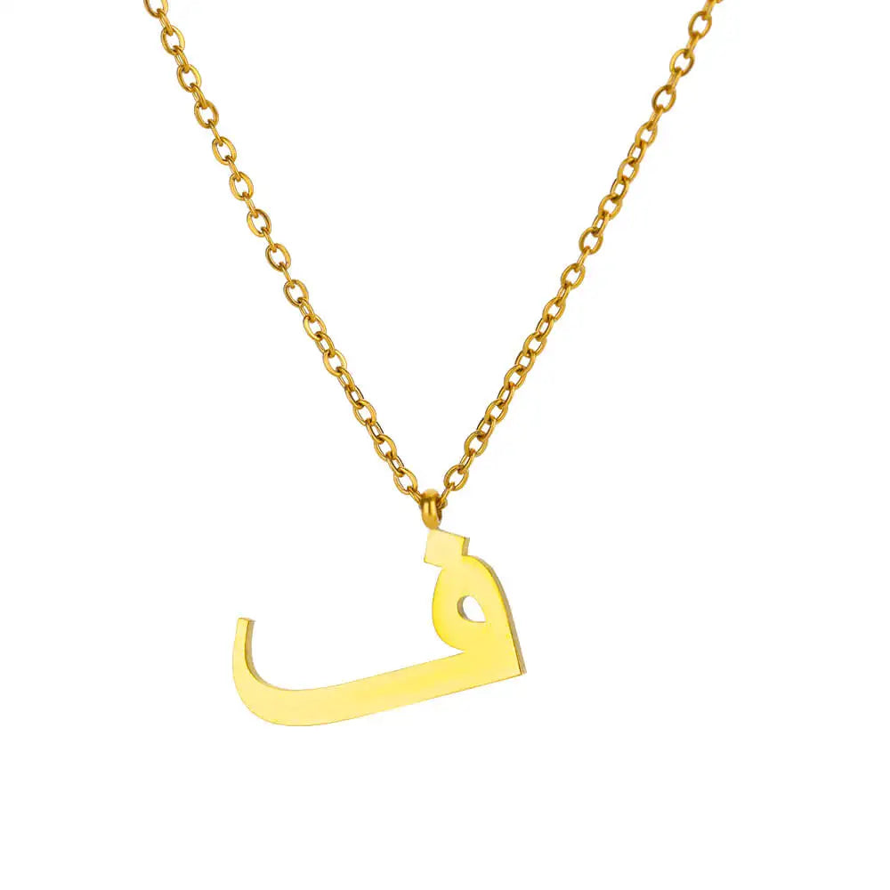 Arabic Letter Pendant Necklaces for Women Gold Color Initials Necklace 2024 Trend New Alphabet Stainless Steel Jewelry collar