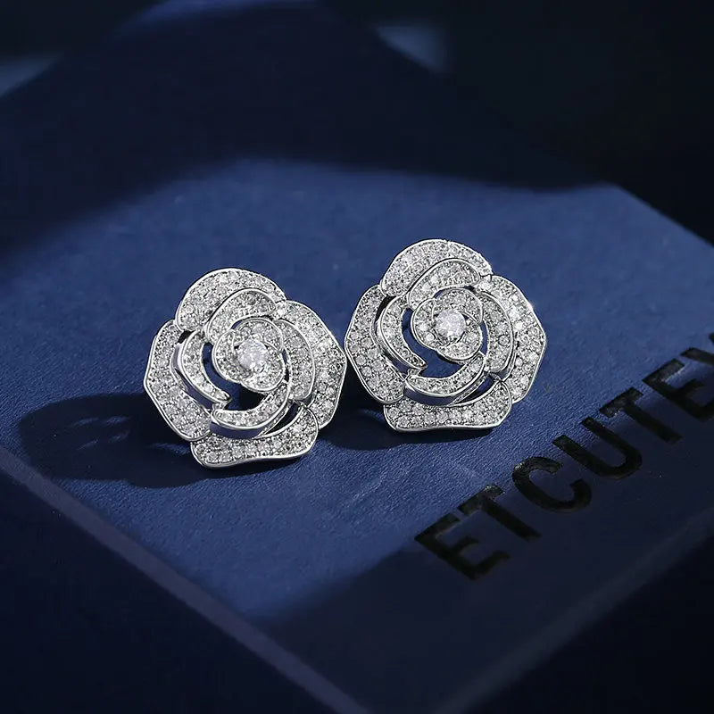 Bilincolor Light Luxury  2022 New Korean Camellia Earrings  for Wedding or Party