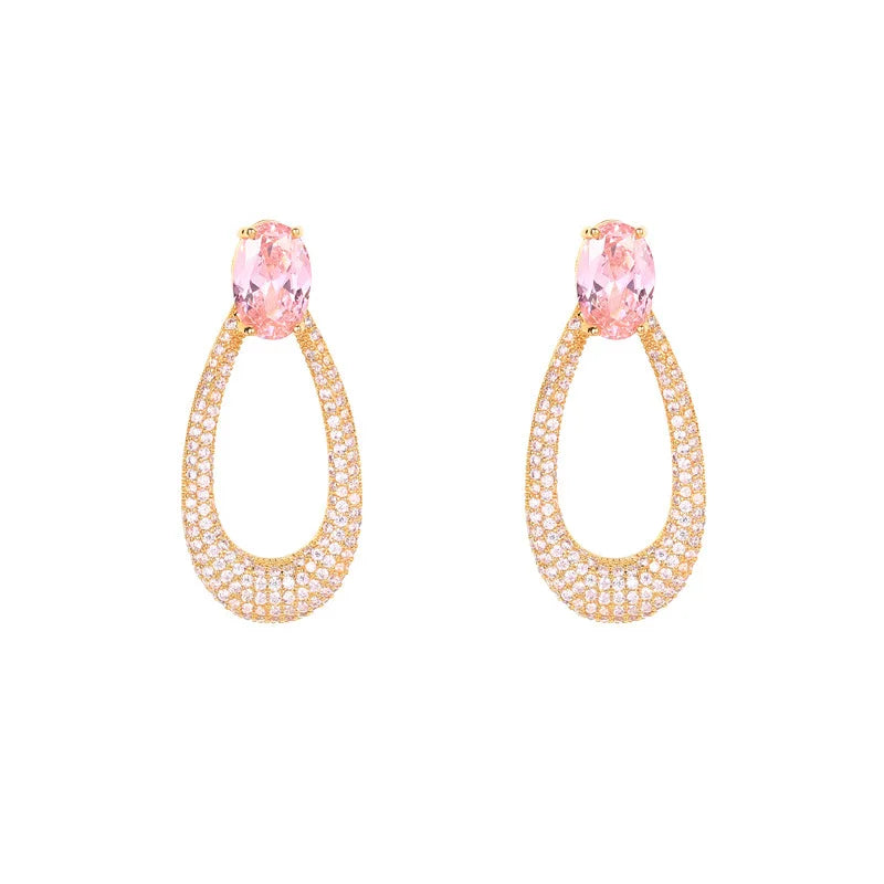 Bilincolor Luxury Zircon Simple Water-Drop Shaped Earrings for Wedding or Party