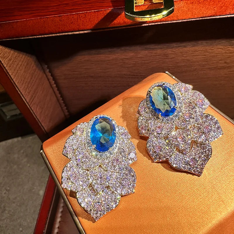 Bilincolor Petal Zircon Earrings For Women