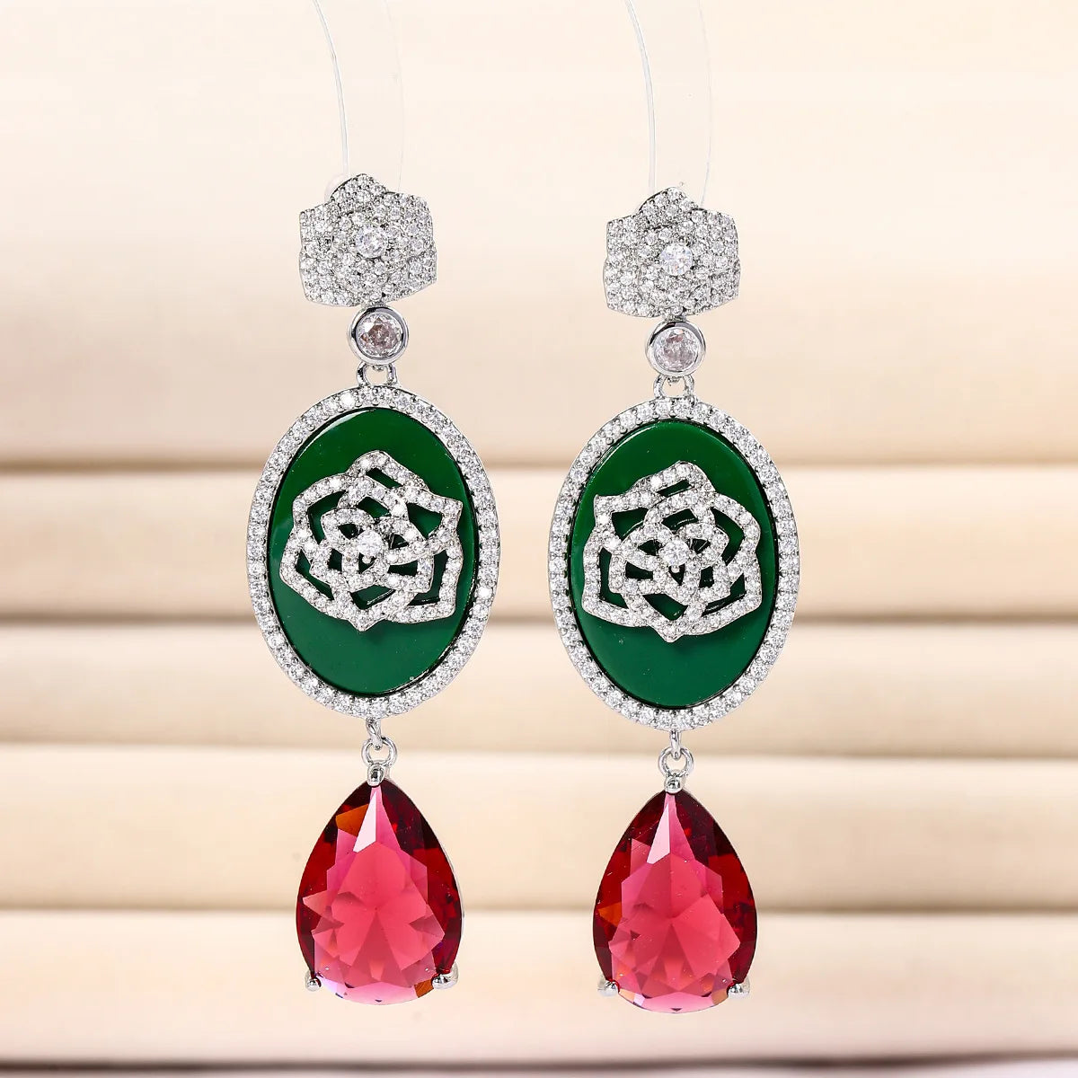 Bilincolor Earrings with Flower Oil Dripping Craft For Women