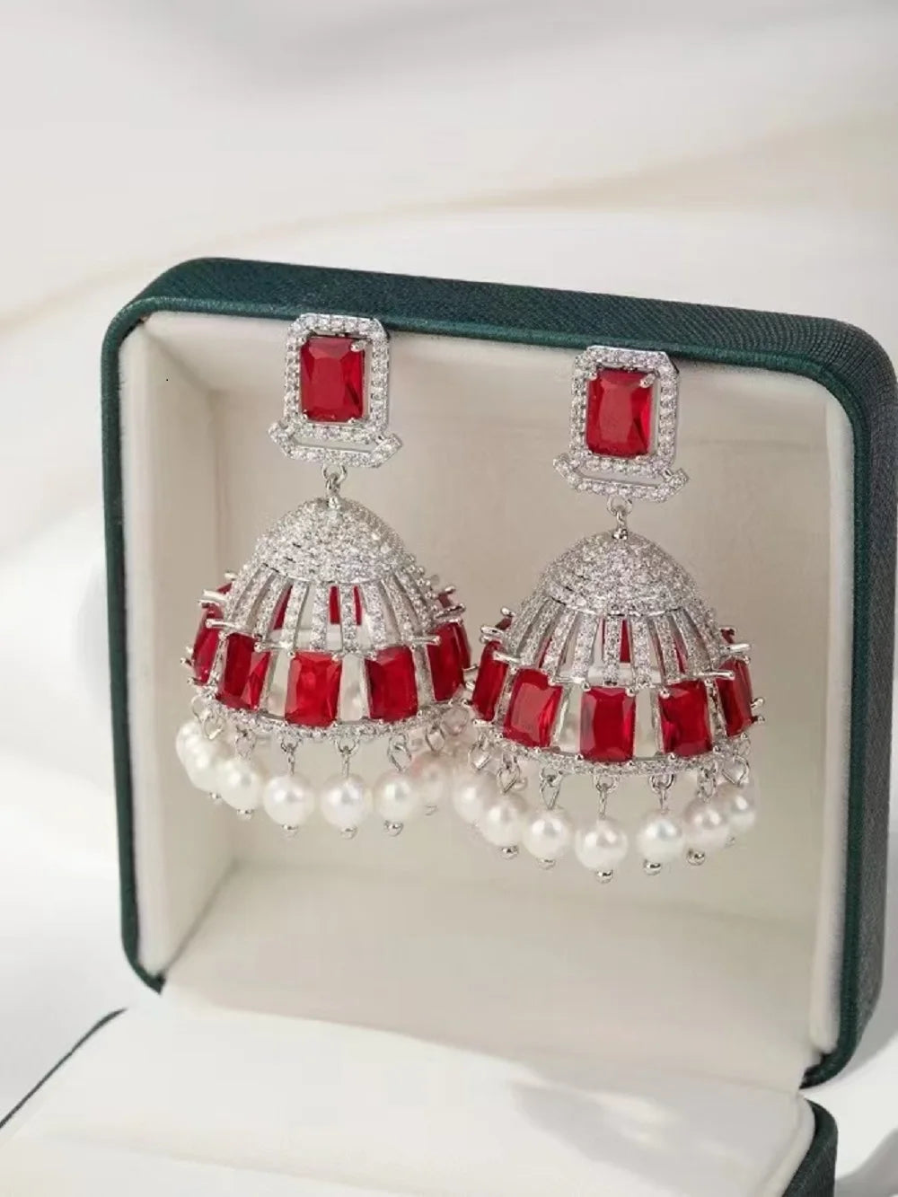 Bilincolor Light Luxury Heavy Industry Pearl Tassel Wind Chime Earrings for Women