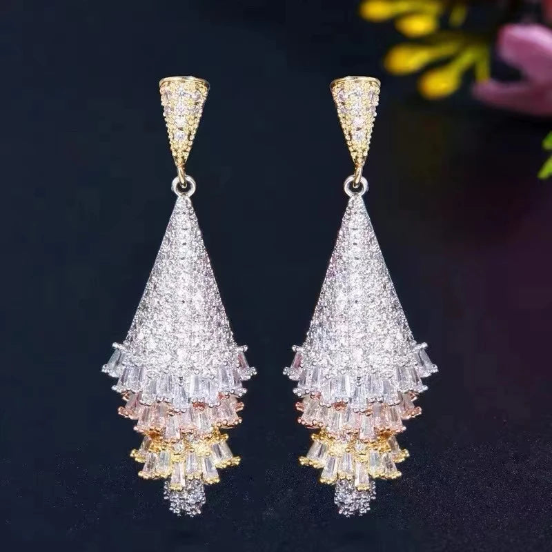 Bilincolor Shell Micro Inlaid Zircon Earrings for Women